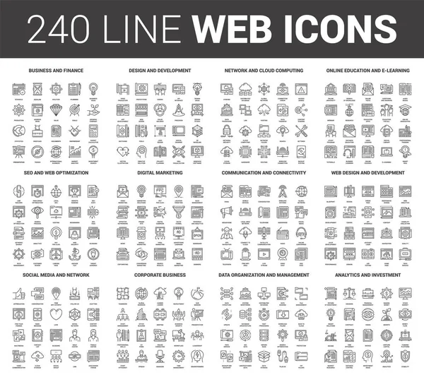 Iconos web de línea plana — Archivo Imágenes Vectoriales