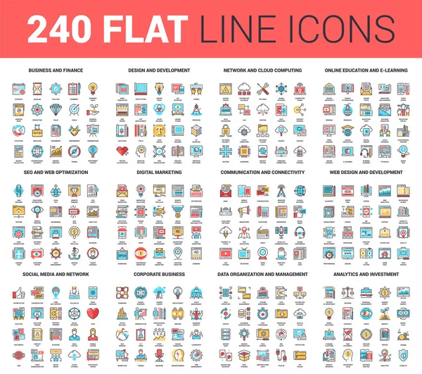 Icônes Web Flat Line — Image vectorielle