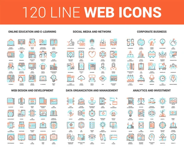 Icônes Web Flat Line — Image vectorielle