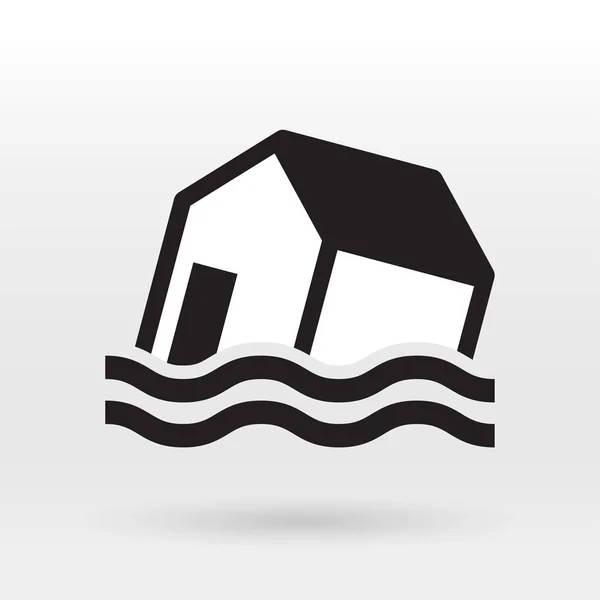 Ícone de inundação casa edifício — Vetor de Stock