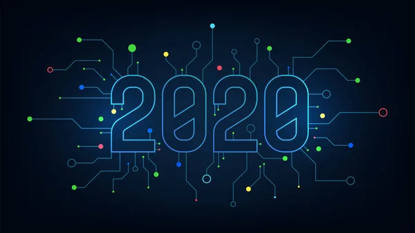 2020 Latar belakang teknologi nomor teks grafis - Stok Vektor