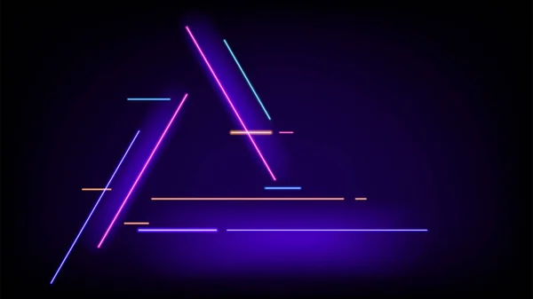 Glitched driehoek gloeiende neon achtergrond — Stockvector