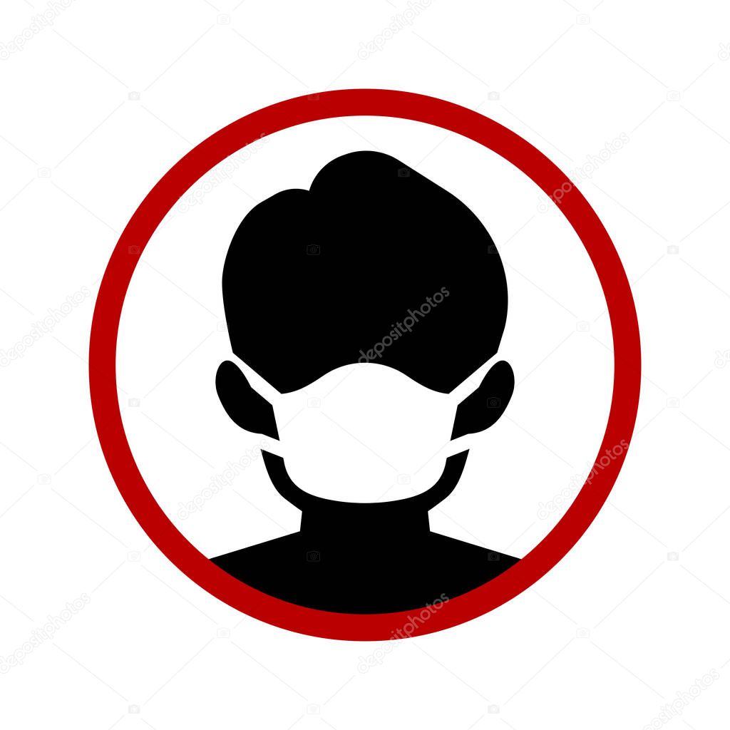 Man in mask virus protection icon