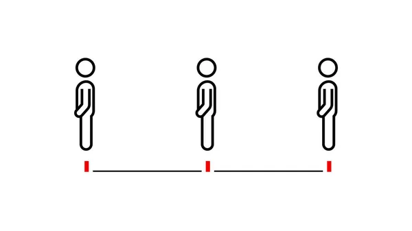 Μόνιμη Κόκκινη Γραμμή Κοινωνική Απόσταση Κανόνα Εικονίδιο Infographic Για Συμβουλές — Διανυσματικό Αρχείο