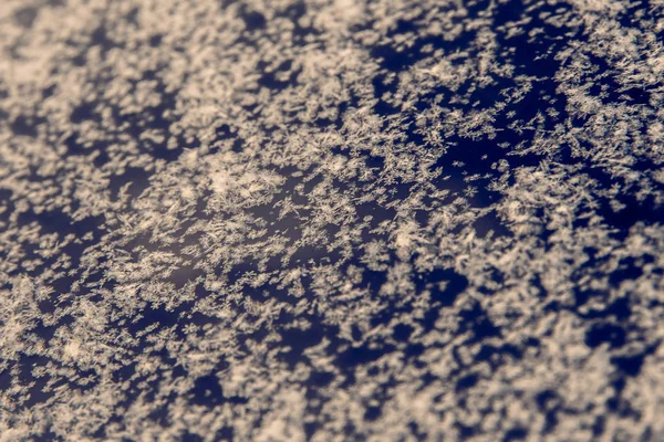 Copos de nieve sobre un fondo oscuro, tonificación y enfoque selectivo —  Fotos de Stock
