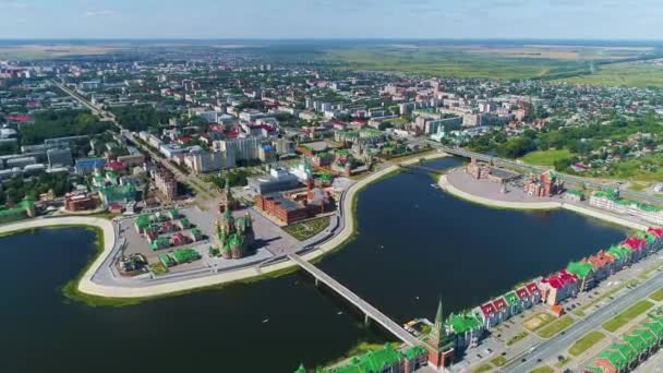 Yoshkar-Ola, Mari El, Russia. Quay of Bruges - Drone Footage — Stock Video