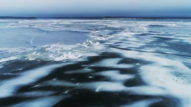 Spring Ice Drift on the River on a Cloudy Day - Drone Collection