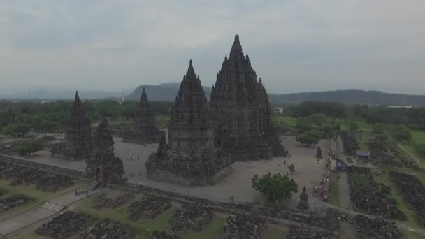 Prambanan 寺鸟瞰图, 印度尼西亚, 爪哇 — 图库视频影像