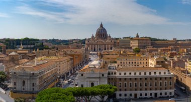 Sant 'Angelo Kalesi' nden Vatikan 'ın güzel manzarası. İtalya 'da turizm. Roma ve Vatikan 'ın seyahat fotoğrafı