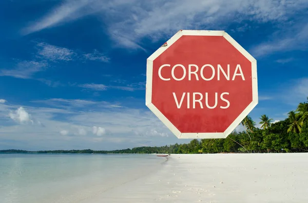 Éclosion Virus Couronne Asie Panneau Rouge Stop Avec Corona Virus — Photo