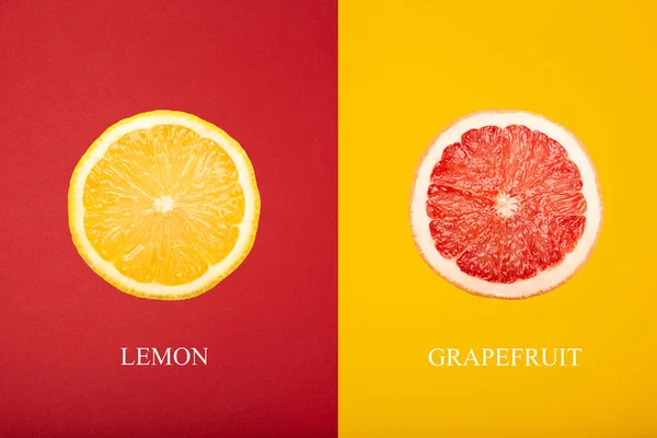 Creatieve Lay Out Van Citrusvruchten Citroen Grapefruit Fruitconcept Macro — Stockfoto