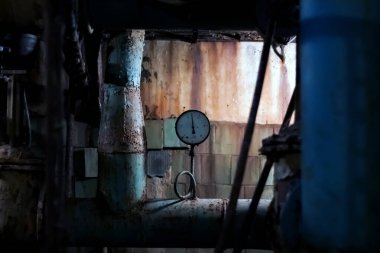 Endüstri. Hidrolik ölçüm aleti. Yakın plan..