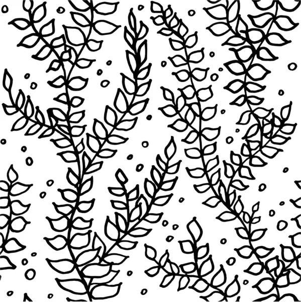  Yapraklı kusursuz desen. Basit bir çizim. Manüel grafikler. Kaliteli vintage çizim. Duvar kağıtları, kumaşlar, posta paketleri tasarla.