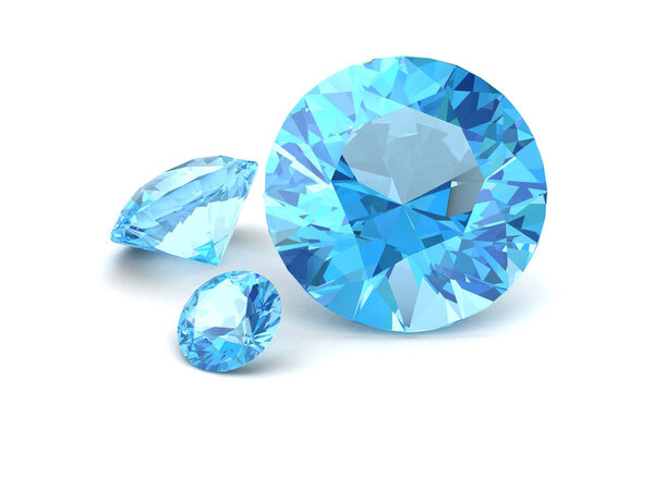 Shiny white blue topaz illustration (high resolution 3D image)3D