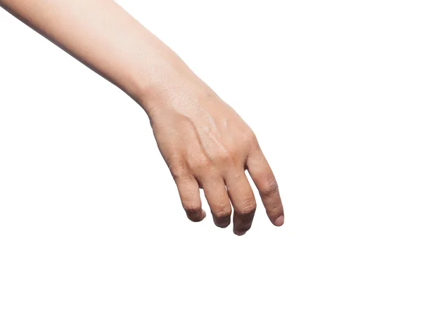 Leere offene Frauenhand auf weißem Hintergrund — Stockfoto