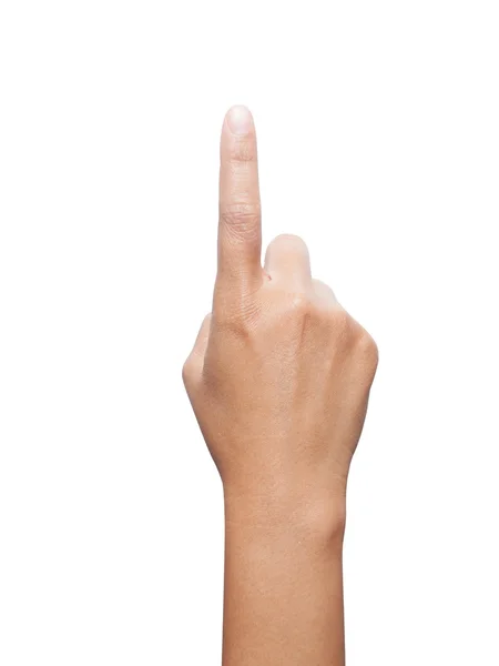 Um tiro de uma mão apontando um dedo — Fotografia de Stock