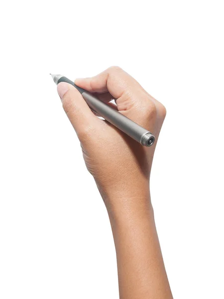 Ручка в руці жінки ізольована на білому тлі — стокове фото
