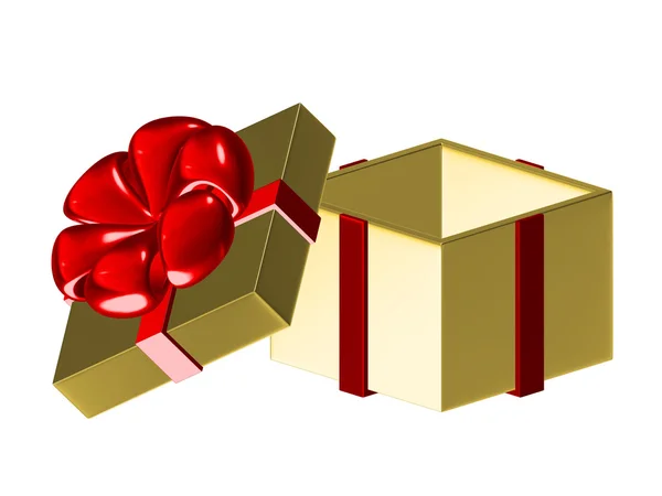 Gift box with ribbon and bow.on white background — Stock Photo, Image