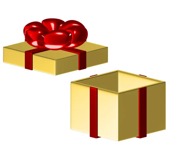 Gift box with ribbon and bow.on white background — Stockfoto