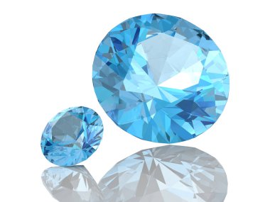 Aquamarine bir beyaz background.3d örnek üzerinde