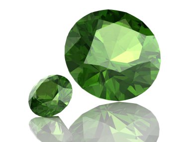 Beyaz arka plan .3d illüstrasyon Peridot gem