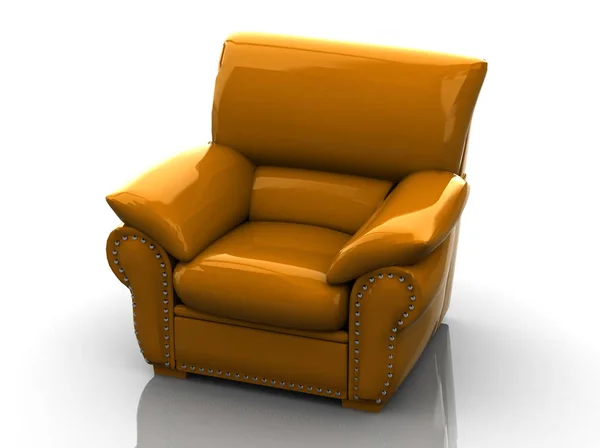 Sillón sobre fondo blanco. (imagen 3D de alta resolución) 3D illus —  Fotos de Stock