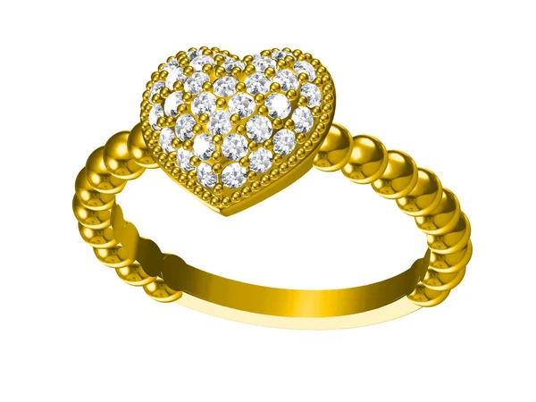 The beauty diamond ring isolated on white background.3D illustra — Stock Photo, Image