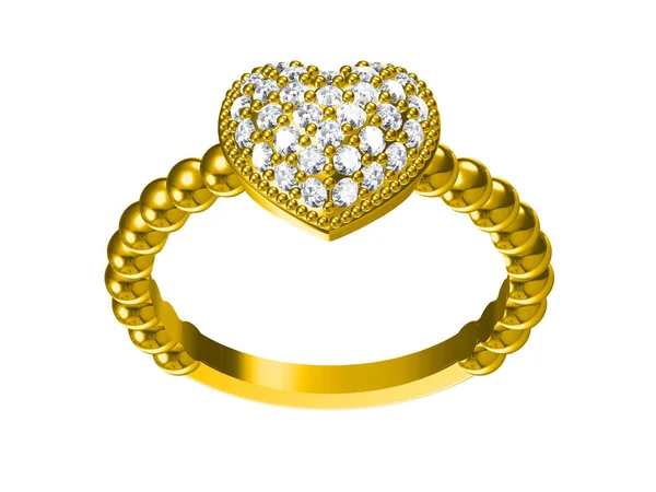 The beauty diamond ring isolated on white background.3D illustra — Stock Photo, Image