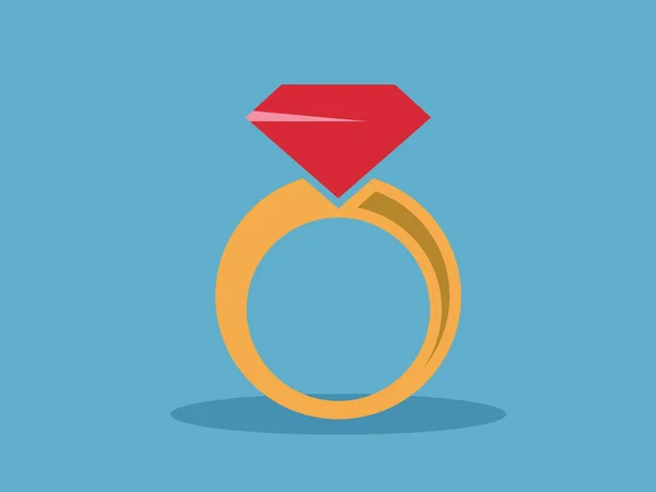 Wedding ring vector icon. Ruby engagement ring vector icon. — Stock Vector