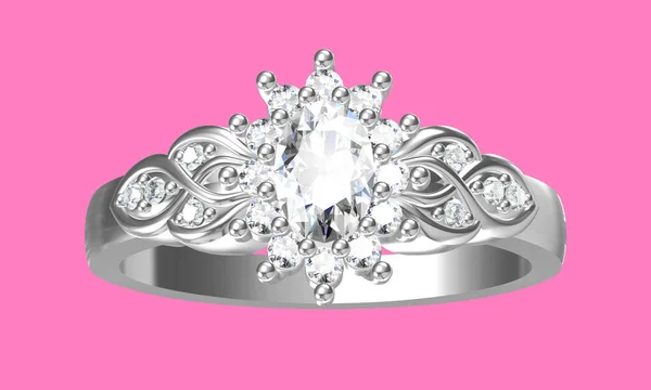 Бриллианты кольцо на белом золоте формы тела самый роскошный — стоковое фото