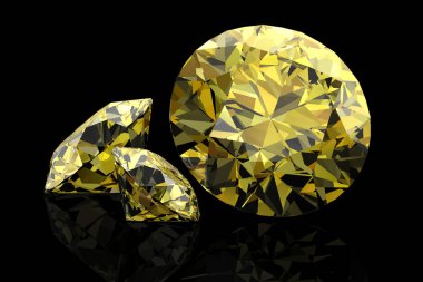 Parlak beyaz sarı safir .3d illüstrasyon