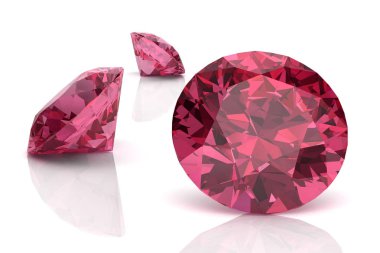 Ruby'i Rodolite değerli taş (yüksek çözünürlükte 3d görüntü)