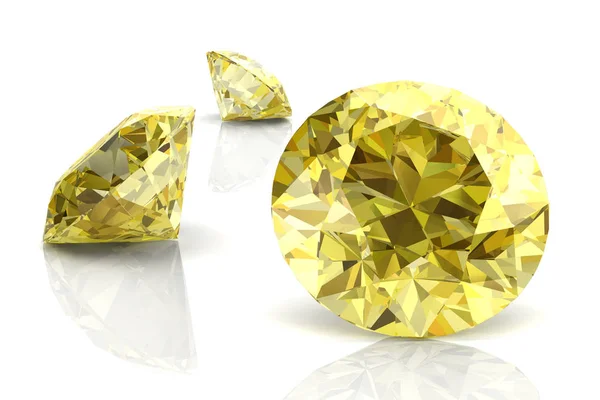 Shiny white yellow sapphire .3D illustration — Stock Photo, Image