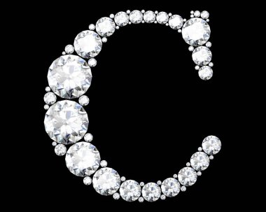 Mücevher taşlı elmas harfler (yüksek çözünürlüklü 3B resim)