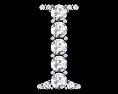 Mücevher taşlı elmas harfler (yüksek çözünürlüklü 3B resim)