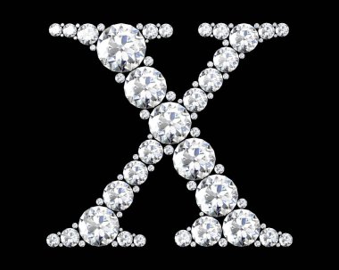 Mücevher taşlı elmas harfler (yüksek çözünürlüklü 3B resim)