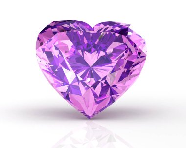 Ametist beyaz arka plan üzerinde. 3D çizim