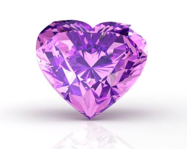 Ametist beyaz arka plan üzerinde. 3D çizim