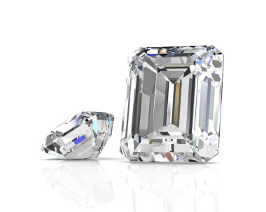 Parlak beyaz elmas illüstrasyon (yüksek çözünürlükte 3d görüntü)