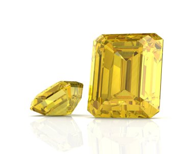 Parlak beyaz sarı safir illüstrasyon (yüksek çözünürlükte 3d ıma
