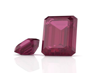 Ruby'i Rodolite değerli taş (yüksek çözünürlükte 3d görüntü)
