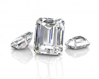 Parlak beyaz elmas illüstrasyon (yüksek çözünürlükte 3d görüntü)