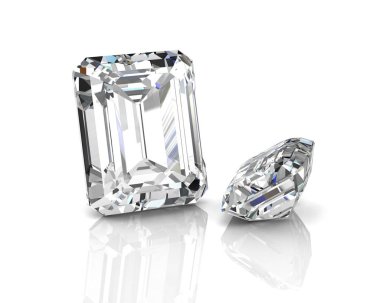 Parlak beyaz elmas illüstrasyon (yüksek çözünürlükte 3d görüntü)