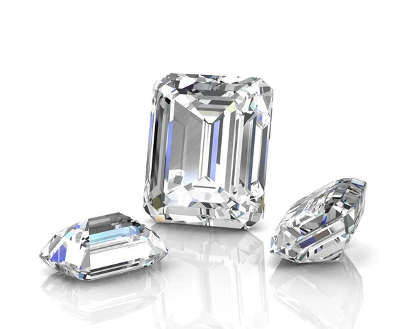 Ilustração de diamante branco brilhante (imagem 3D de alta resolução ) — Fotografia de Stock