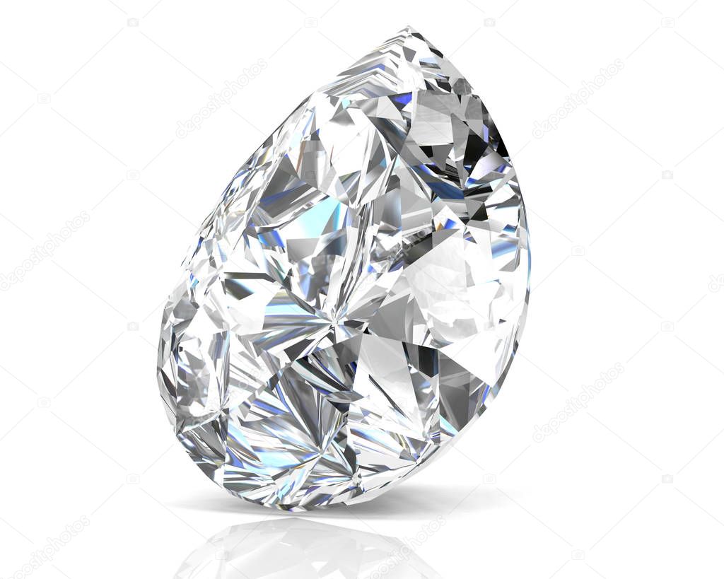 Shiny white diamond illustration (high resolution 3D image)