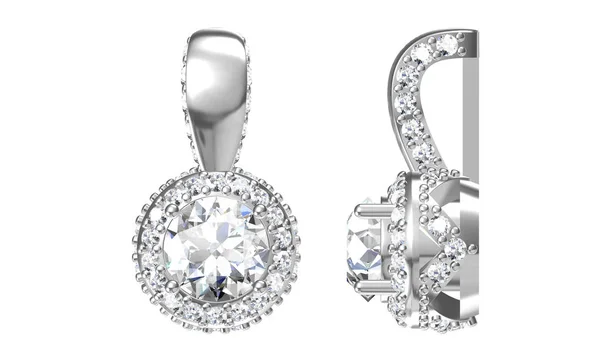 흰색 (3d 렌더링 절연 아름 다운 다이아몬드 스 터 드 귀걸이) — 스톡 사진