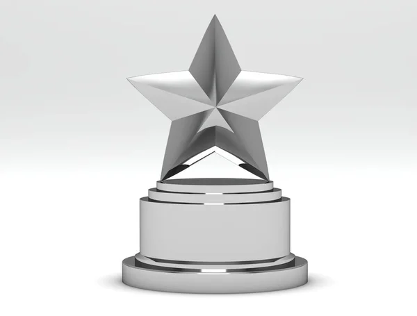 Prêmios Silver Star em um fundo branco. Renderização 3d — Fotografia de Stock