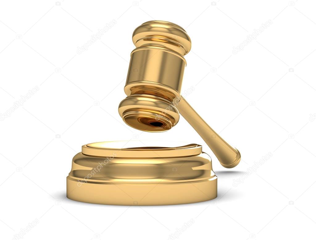  Golden judge gavel isolated on white  (high resolution 3D image