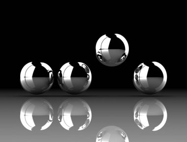 Metal küre üzerinde beyaz render. 3D render 