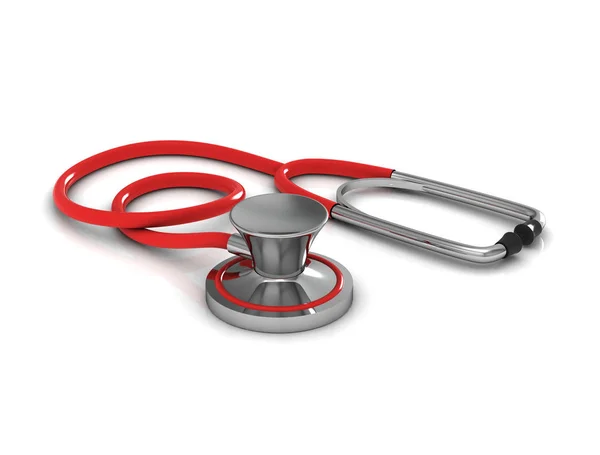 Red Stethoscope on white. 3d render — Stock Photo, Image
